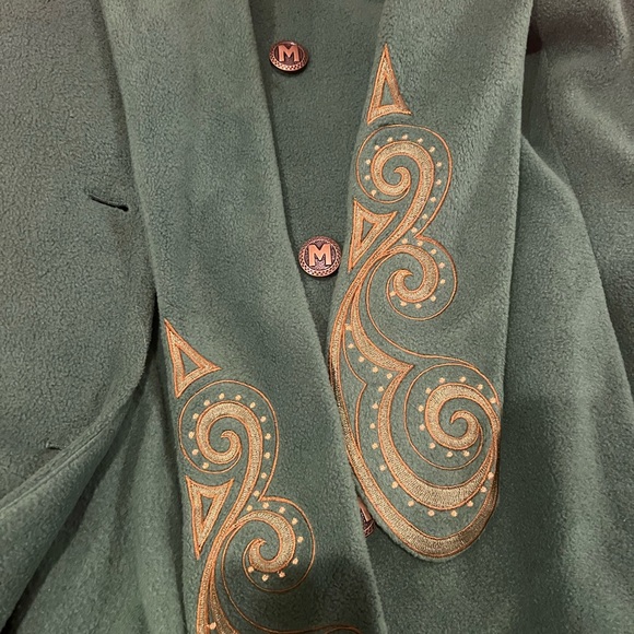 Vintage Bob Mackie XS Green Jacket with attached scarf - Picture 5 of 8